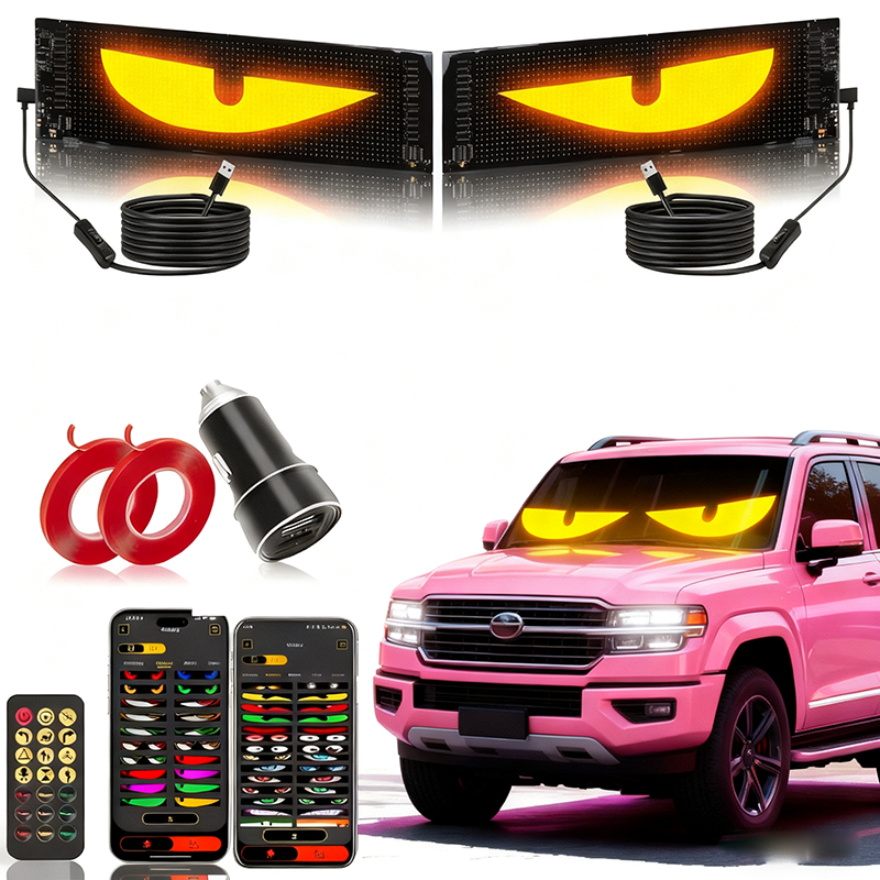 Synchronize Mutipanel Programmable LED Scrolling Sign,music rhythm display,Full Color Display Board with Bluetooth APP Control - Custom Text & GIF Patterns - Perfect for Business Advertising & Car Displays (Full Color)