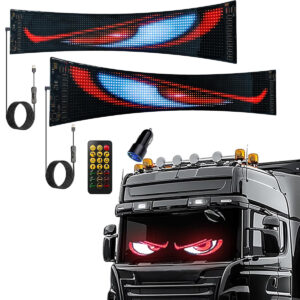 LED Car Matrix Pixel Panel,Devil Led Lights RGB Truck Eyes Sign Animation DIY Programmable Bluetooth App Control Flexible Scrolling Display Light