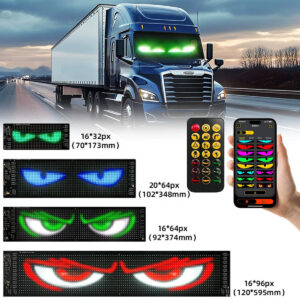 2PCS Programmable RGB Devil Eyes LED for Car/Truck,Flexible Animated Display with App Control,Matrix Panel Light for SUV Windshield & Interior Decorative Lighting