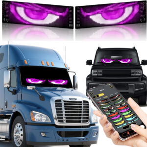 2PCS Devil Eyes Light for Cars, Dynamic Big Led Eyes for Car,Programmable Flexible LED Display Soft Screen Devil Eyes Light for Windshield with APP Control and Remote Controller