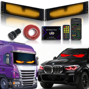 1/2pcs Devil's Eye,Dual LED Eyes,Perfect Sync Windshield Display for Cars, SUVs & Trucks | Programmable USB Matrix, App/Remote Control, Custom Car Sign