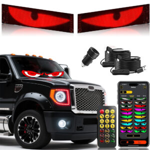 RGB Devil Eye Effect LED Light for Car & Truck -Programmable Patterns via Phone, Sticky Windshield Screen, Remote Control, Boast Your Vehicle's Visibility