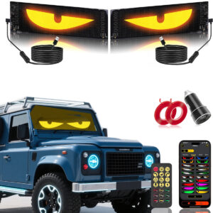 Synchronize Multiple Devil Eyes Light,Full Color Big Eye Flex Signs for Windshield,Programmable LED Display for Car, Scrolling Led Light Sign for Car Window With App and Remote Controller