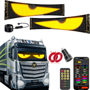 APP Control Flexible LED Car Display Panel,Devil LED Eyes For Heavy-Duty Truck,Programmable Custom Text Images Animations for Taxi Truck Windshield Advertising