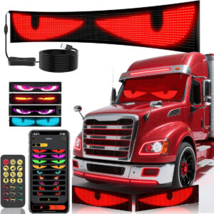 For Car Truck Devil Eyes Light Led Soft Screen,5V USB Car Eyes Animated with Customizable APP & Remote Control, LED Sign for Semi,DIY Digital Flex Matrix Panel Sign Board,Colorful Rgb Display Soft Panel Light Bluetooth