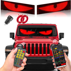 USB5V Led Devil Eyes Light for Windshield For Truck Truck, Programmable LED Signs with APP & Remote Control,Digital Lighting Display,LED Eyes for Cars,SUVs & Trucks (1 Pcs/2PCS)