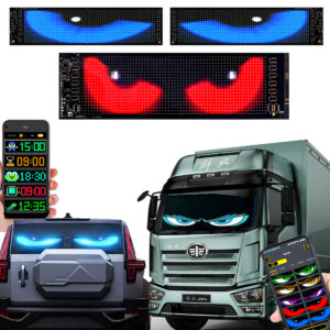 DIY Programmable Car LED Matrix Pixel Screen,USB Powered Flexible RGB Message Board,Truck Car Devil Eye LED Sign Car Scrolling Advertising with Bluetooth APP Control