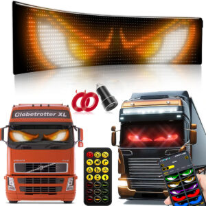 1-2pcs Programmable RGB Devil Eyes LED for Car/Truck,Programmable LED Matrix Panel FPCB Flexible Screen Display Animation Message Scrolling Sign,DIY Led Signs for SUV Windshield & Interior Decorative Lighting