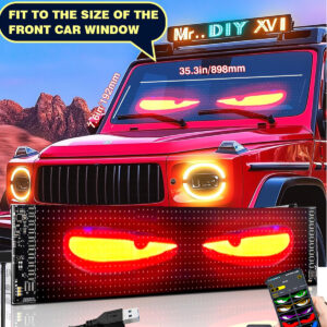 Demon Eyes Car LED Logo APP LED Matrix Pixel Panel Night Light DIY Programmable Flexible LED Display for Car Truck Accessories, Ghost Scary Halloween Decoration