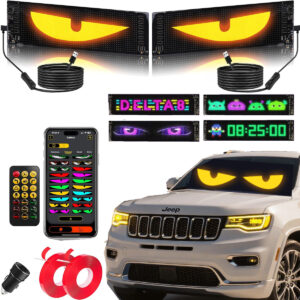 2025 Upgrade LED Eyes for Car Windshield, 2PCS 59.5x12cm Ojos LED para Carro Synchronize Devil Eyes Lights, Flexible Ultra Bright Programmable Lightride Sign for Car/Truck/SUV - APP Remote Control