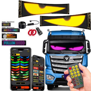 Car LED Scrolling Sign Light,Car Truck LED RGB Programmable Matrix Pixel Panel,Flexible DIY Animation APP Control Scrolling Display Eye Sign Light Screen,RGB APP Control DIY Custom Text Programmable Message Board Display for Car Truck Windshield