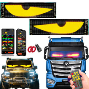 Car LED Devil's Eye, Flexible Folding Screen,Flexible Pixel Screen,Dynamic Trucks Windshield Animation APP Bluetooth Control DIY LED Panel for Shops,hotels, indoor advertising signs and cars