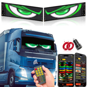 Large APP Truck Car Devil Eye LED,Pixel Panel Light,2PCS Devil Eyes APP Bluetooth Car advertising Screen,APP Control Scrolling LED Display with Pre-made Animations, DIY Graffiti for Store Car Bar