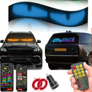 Synchronize 2Pcs Led Eyes for Truck Windshield 12x59.5cm,Sync Flexible Demon Eyes for Car Windshield,Windshield Eyes Animated Led,Programmable Scrolling LED Sign for Business Shop Concert,car windows, truck windows, semi truck windows, food truck sign,beverage truck sign, idol support