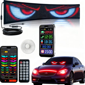 LED Devil Eyes Light Sign for Cars,Ojos Led para Carro,Remote/App Control, USB-Powered Flexible Panel, Custom Dynamic Patterns for Windows of for trucks, SUVs, parties, and storefront displays