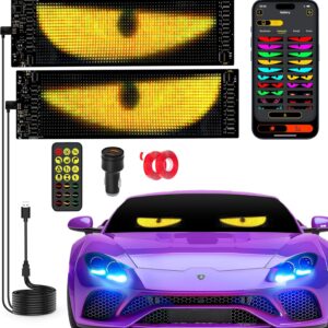 2PCS Devil Eyes Light Truck LED Windshield Eyes,Custom Flexible Neon Matric Panel,Dynamic Demon eye LED matrix panel,Car advertising Screen For Rear Window Windshield,Flexible Addressable RGB Pattern Graffiti Scrolling Text Animation Display