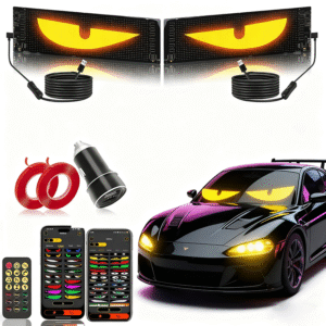 Huge Bright Devil Eyes LED Light for Car,Flexible Digital Scrolling LED Display,Bluetooth APP Control Custom Text Pattern Animation LED Store Sign for Car Business Hotel School